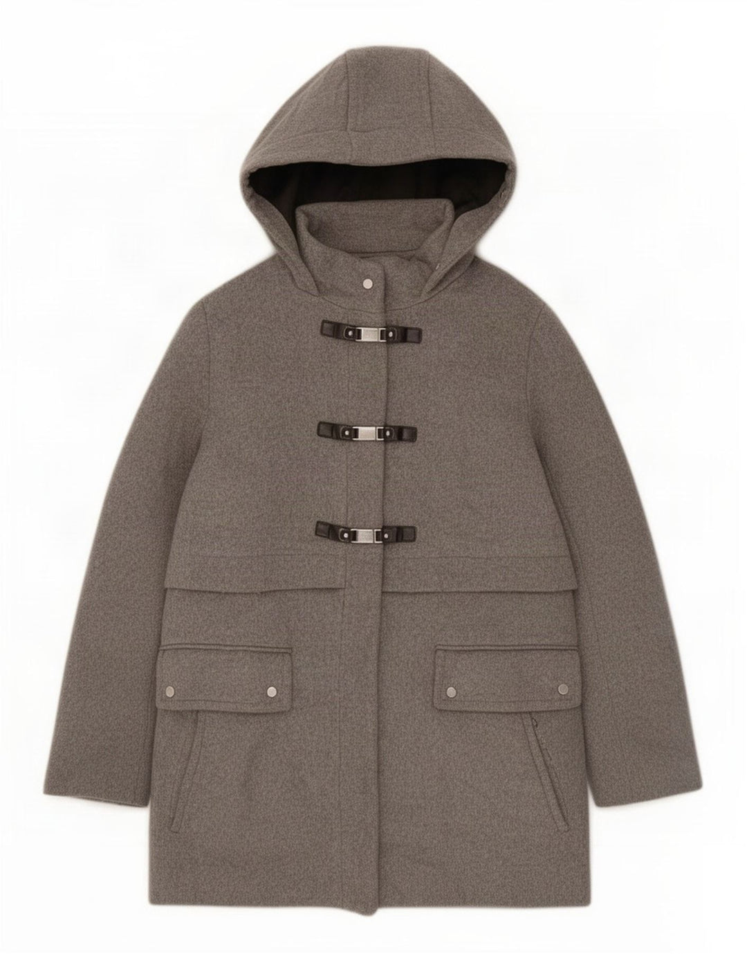 Zara Damen Kapuzen-Dufflejacke UK 18 XL Grau Polyester
