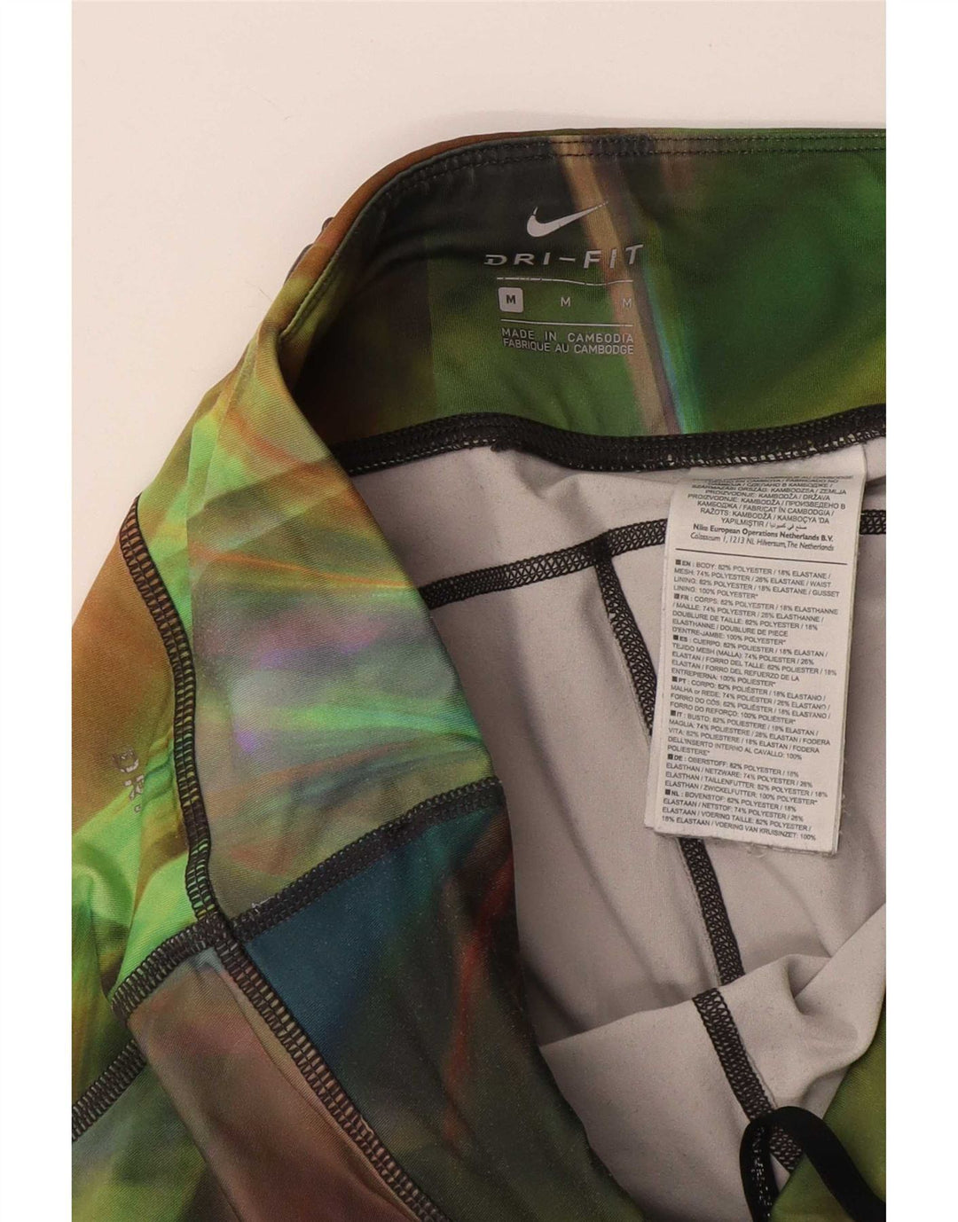 Nike Womens Dri Fit Capri Leggings UK 14 Medium Mehrfarbig Tie Dye