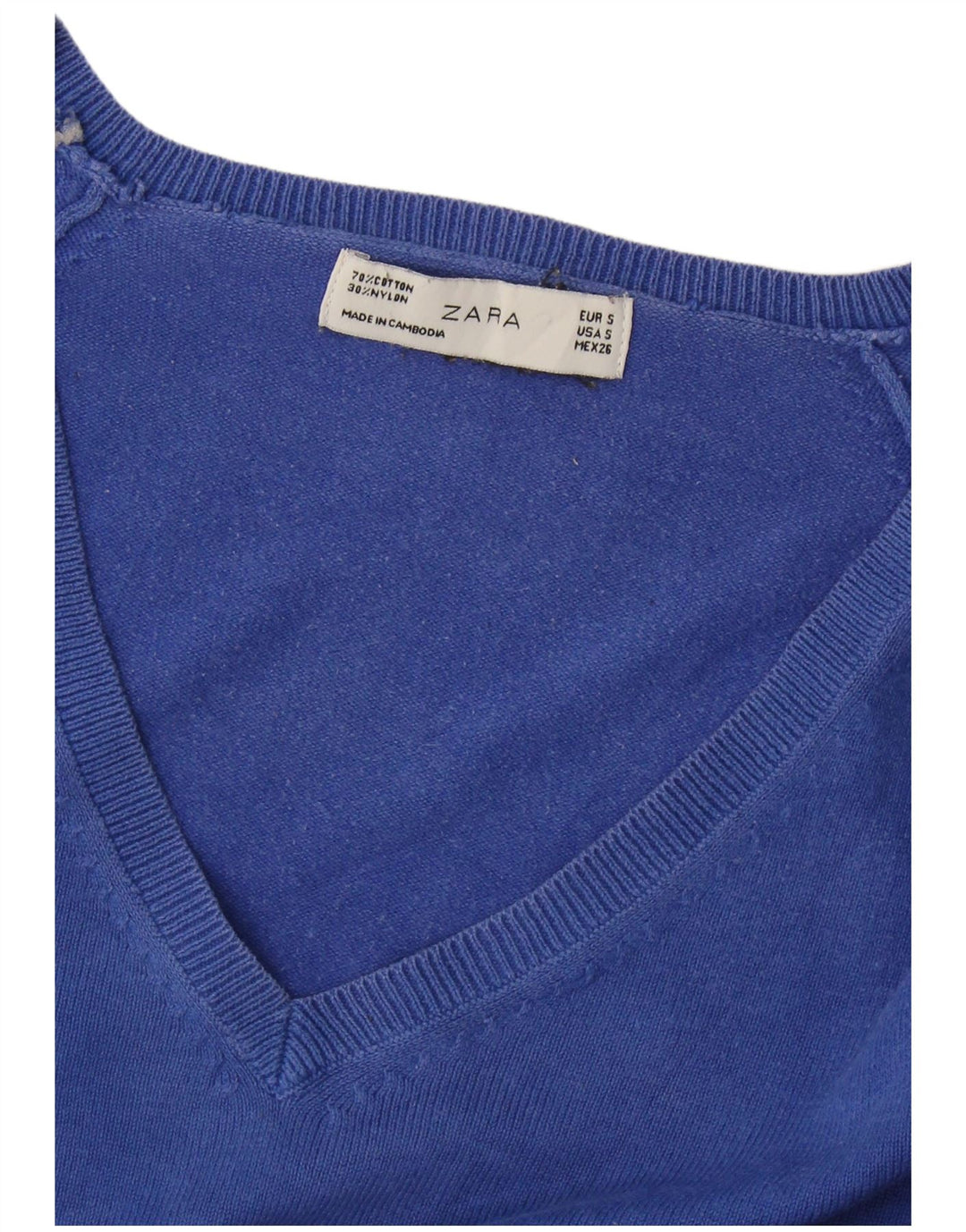 Zara Damen-Pullover mit V-Ausschnitt, Gr. 10, Größe S, Blau