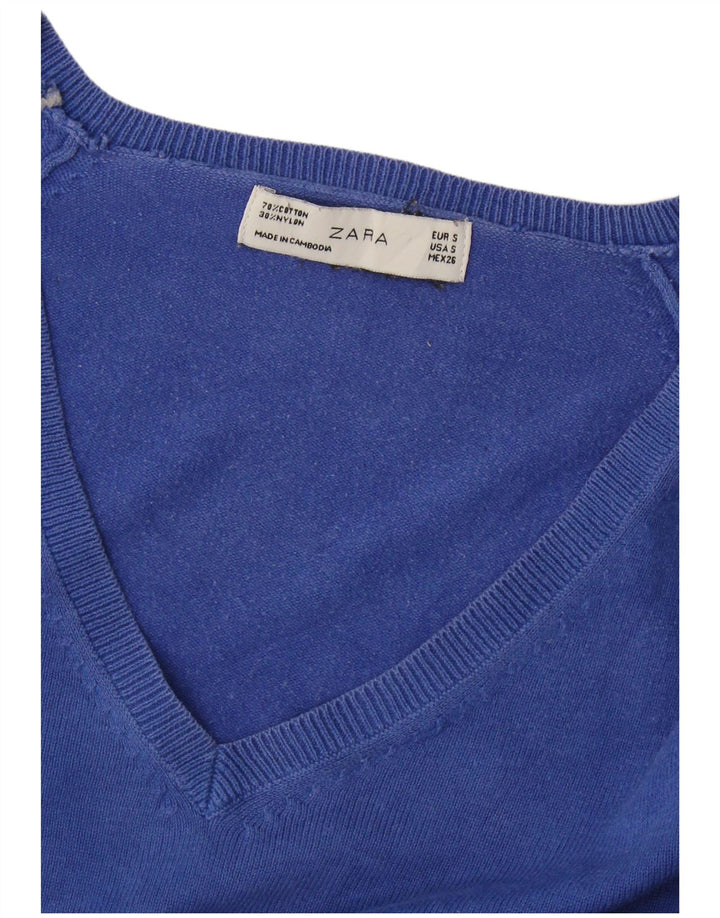 Zara Damen-Pullover mit V-Ausschnitt, Gr. 10, Größe S, Blau