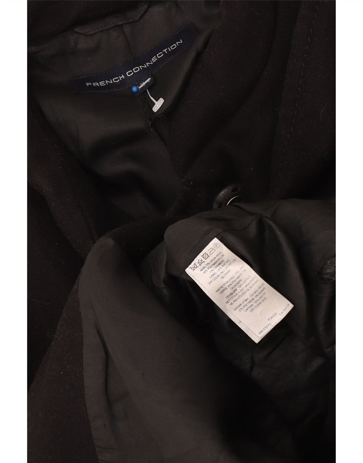 French Connection Damen Übergroßer Mantel UK 8 Small Schwarze Schurwolle