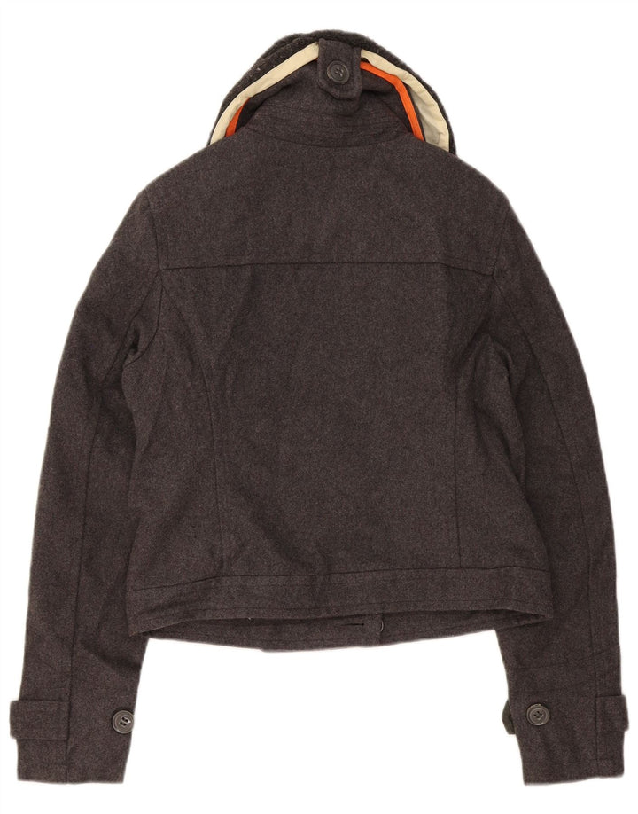 Superdry Damen Bomberjacke UK 14 Mittelgraue Wolle