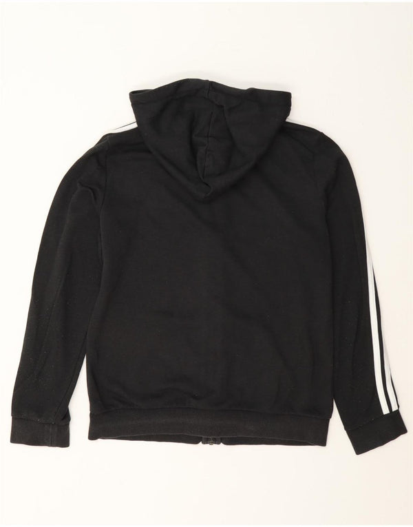 Adidas Damen Zip Hoodie Pullover UK 12/14 Mittelschwarze Baumwolle