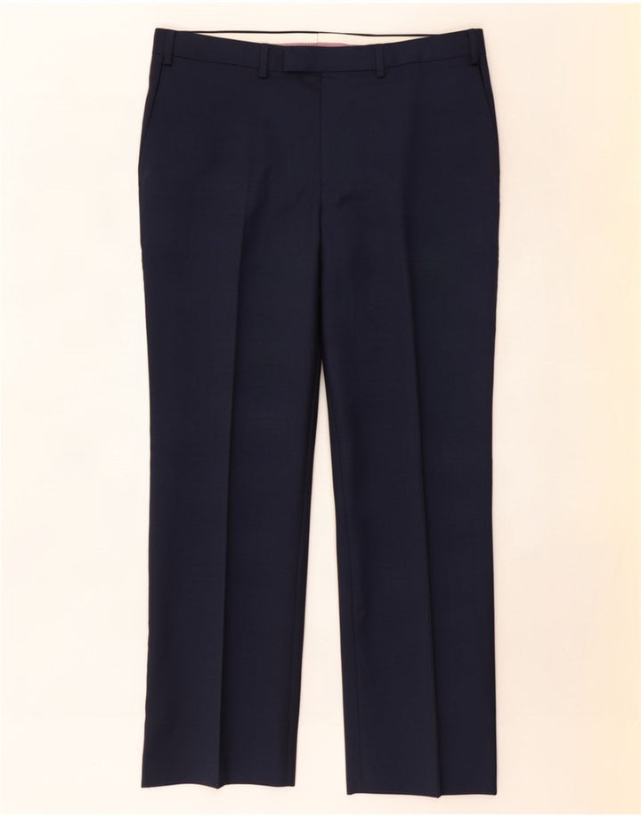 Gerade Herren-Anzughose von Marks & Spencer, W38, L29, marineblaue Wolle