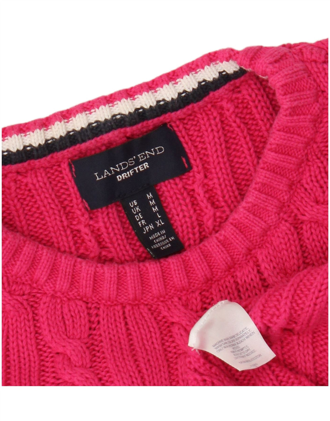 Lands End Damen-Pullover mit Rundhalsausschnitt, Gr. 14, mittelrosa, Baumwolle