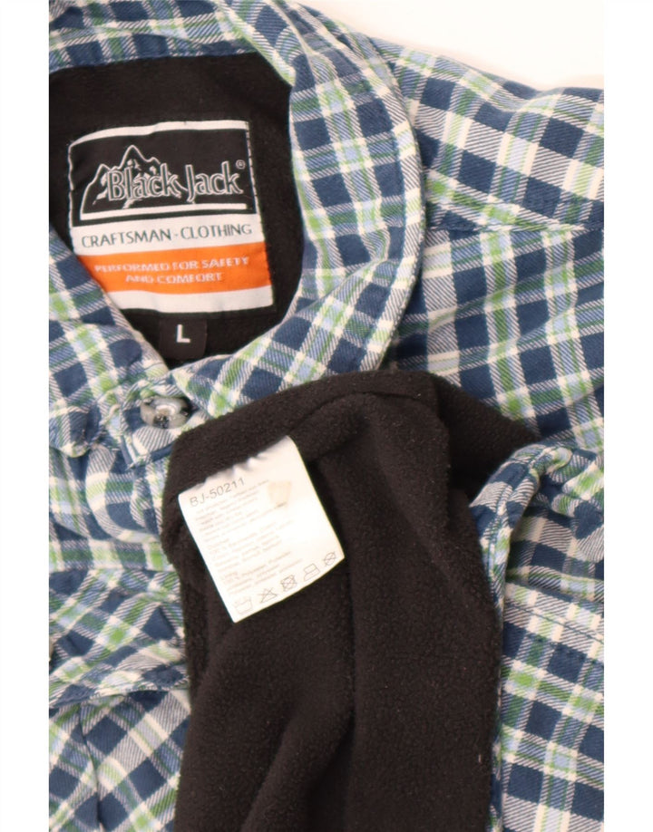 Black Jack Herren-Lumberjack-Flanellhemd, groß, blau kariert, Baumwolle