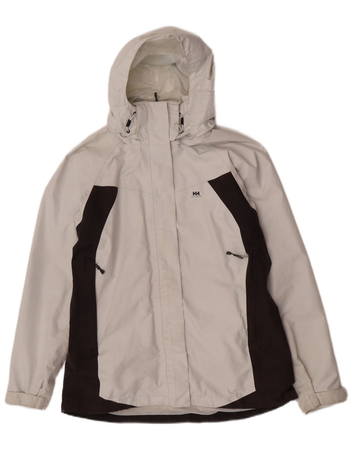 Helly Hansen Damen-Regenjacke mit Kapuze, UK 14, Mittel, gebrochenes Weiß, Farbblock