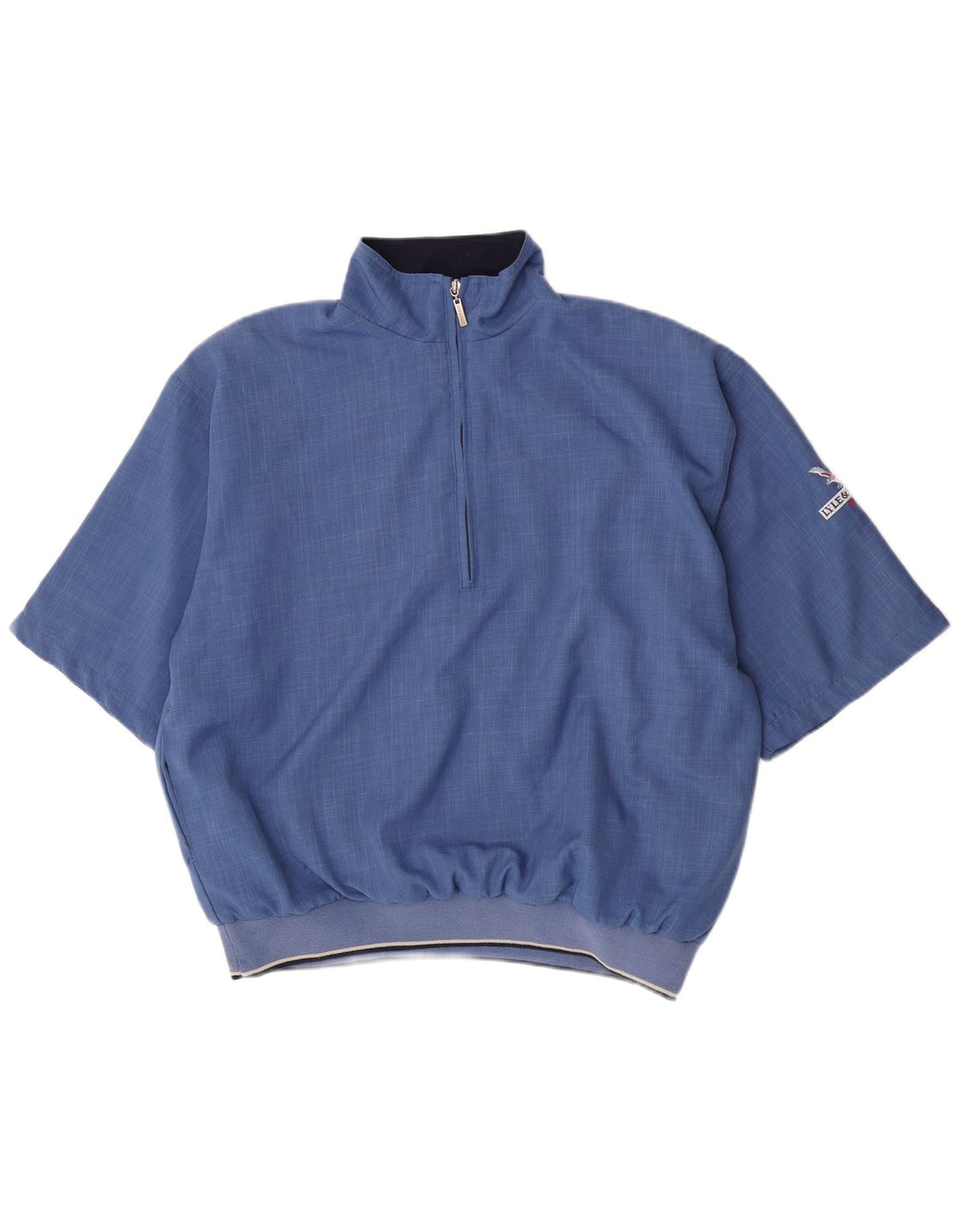 Lyle & Scott Herren Kurzarm-Pullover-Trainingsoberteil mit Reißverschluss am Hals Mittelblau