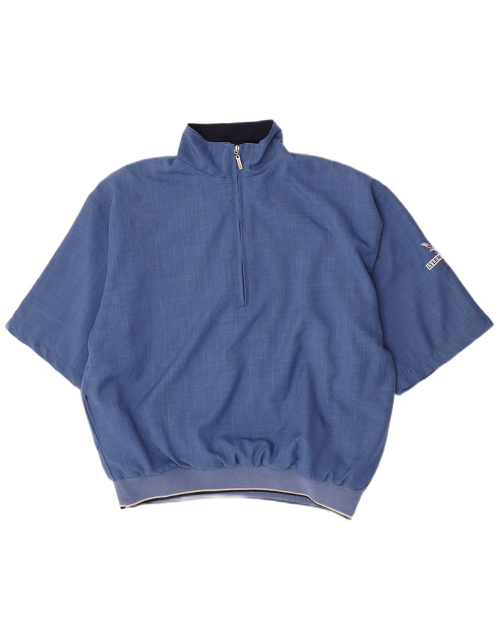 Lyle & Scott Herren Kurzarm-Pullover-Trainingsoberteil mit Reißverschluss am Hals Mittelblau