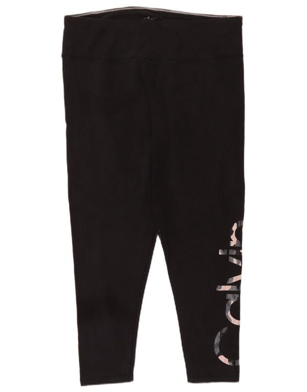 Calvin Klein Damen Graphic Crop Leggings UK 18 XL Schwarz Baumwolle