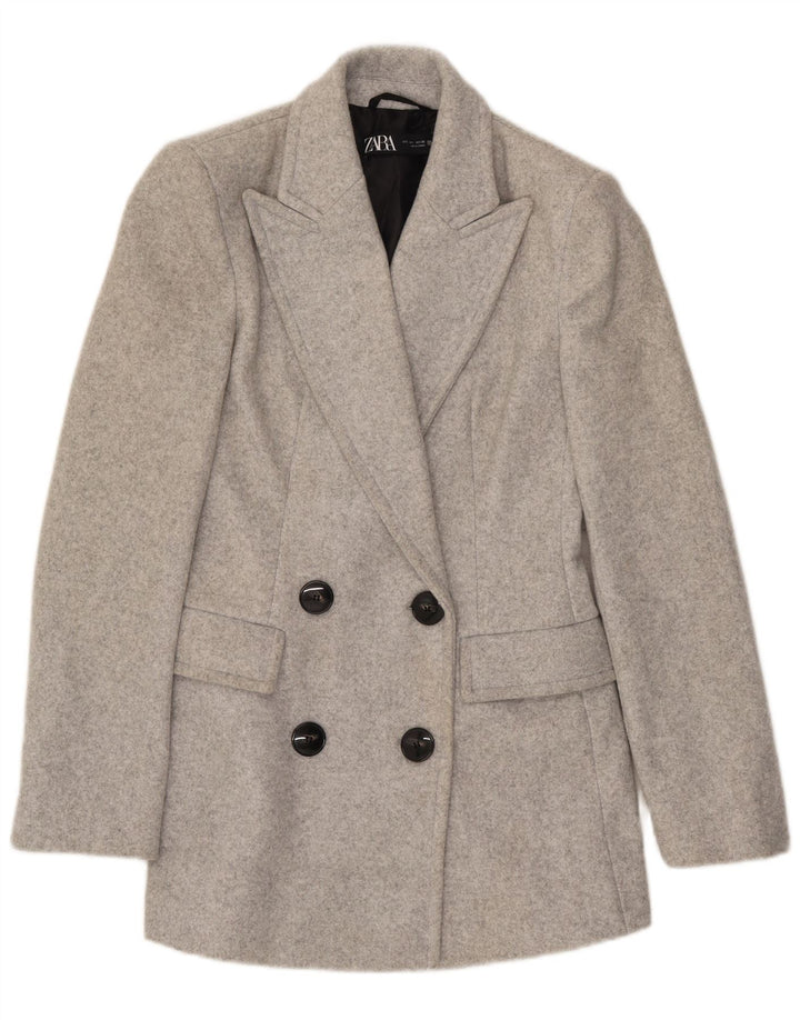 Zweireihiger Blazer für Damen von Zara, Gr. 10, Größe S, Grau, Polyester