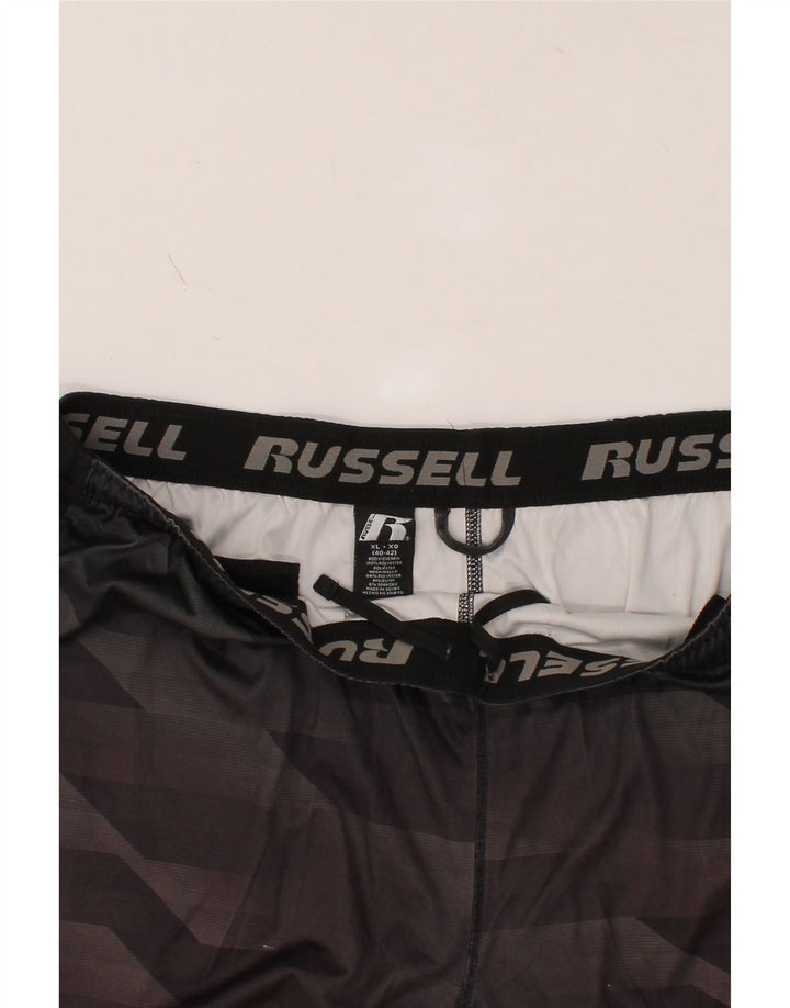 RUSSELL ATHLETIC Mens Dri-Power Sport Shorts XL  Black Geometric Polyester Vintage Russell Athletic and Second-Hand Russell Athletic from Messina Hembry 