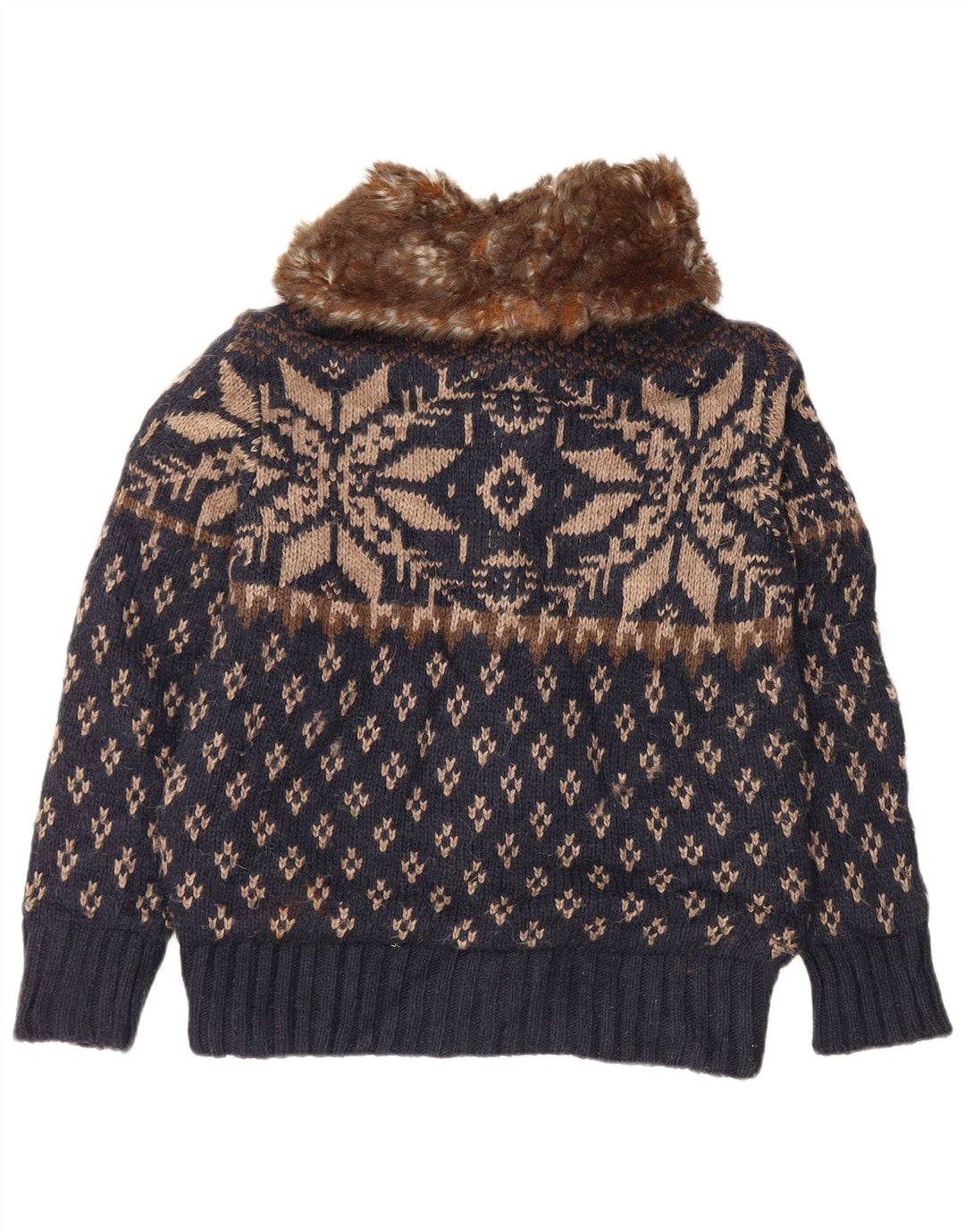 Zara Herren-Strickjacke, mittleres Marineblau, Fair-Isle-Acryl