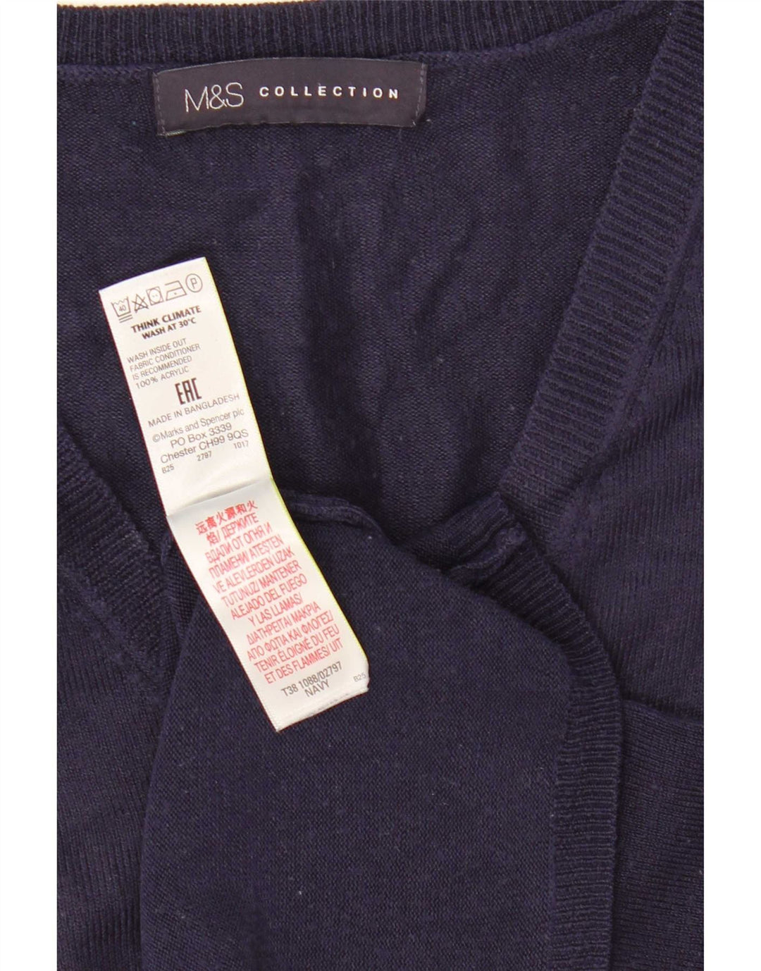 Marks & Spencer Damen-Pullover mit V-Ausschnitt, Gr. 12, mittleres Marineblau