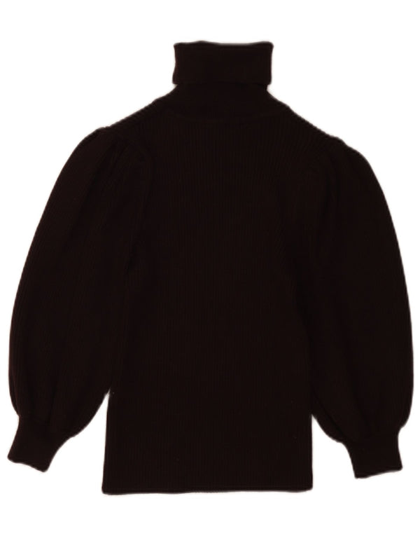 ZARA Damen Crop 3/4 Ärmel Rollkragenpullover Pullover UK 8 Small Schwarz