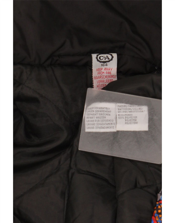 C&A Wattierte Jacke für Jungen mit Kapuze, 13–14 Jahre, mehrfarbiges Blumenmuster, Polyester
