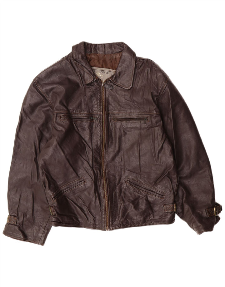 VINTAGE Herren Lederjacke UK 42 XL Braunes Leder