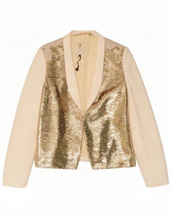 Offene Blazerjacke für Damen von Ted Baker, Größe 3, Mittel, gebrochenes Weiß, Farbblock