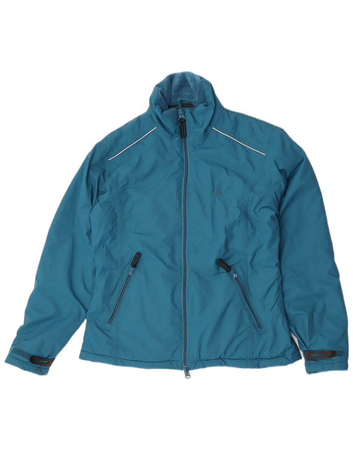 Vintage Damen Windjacke UK 14 Mittelblaues Nylon