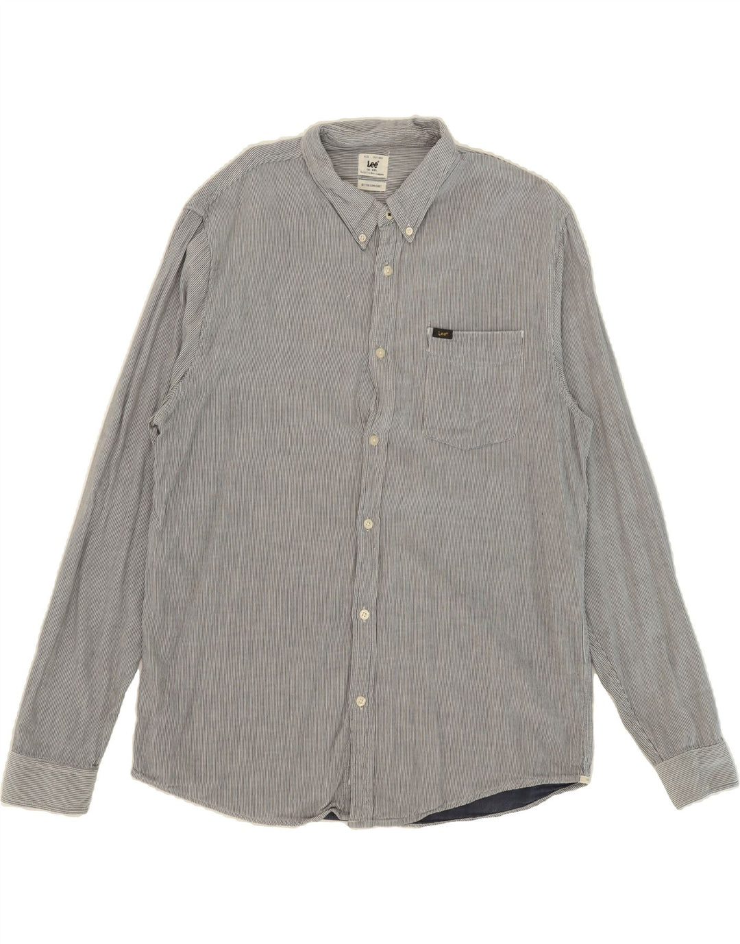 LEE Mens Shirt 2XL Grey Pinstripe Cotton Vintage Lee and Second-Hand Lee from Messina Hembry 