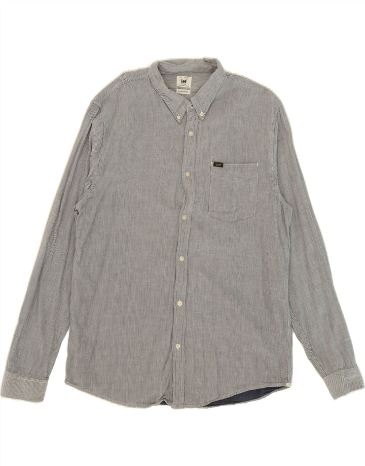 LEE Mens Shirt 2XL Grey Pinstripe Cotton Vintage Lee and Second-Hand Lee from Messina Hembry 