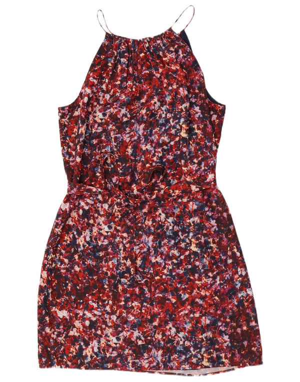 Dkny Womens Abstract Pattern Ärmelloses Etuikleid UK 14 Large Rot