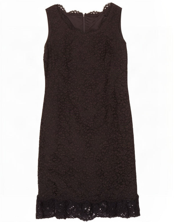Vintage Damen Ärmelloses Etuikleid UK 14 Medium Schwarz