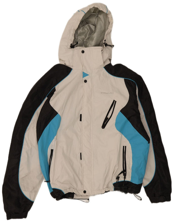 Pyramid Herren-Skijacke mit Kapuze, UK 44, 2XL, Weiß, Farbblock