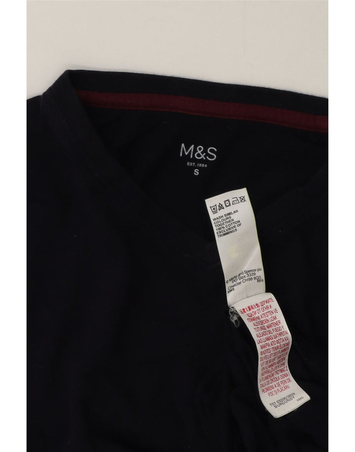 MARKS & SPENCER Herren-Top, langärmelig, klein, marineblau, Baumwolle
