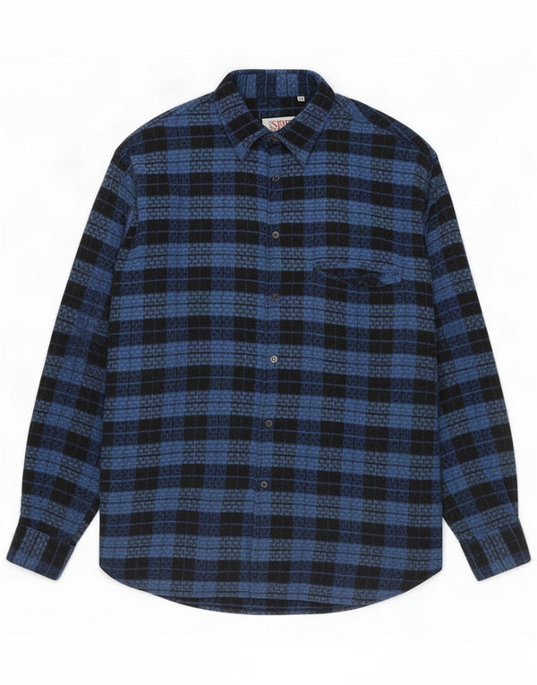 Sirio Mens Flannel Shirt Medium Blue Plaid