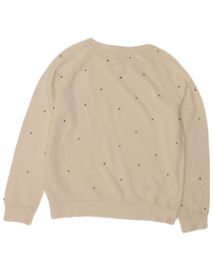 Zara Damen Sweatshirt Pullover UK 10 Small Weiße Baumwolle
