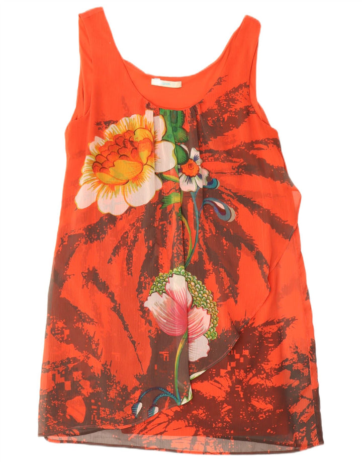 Desigual Damen Ärmelloses Etuikleid EU 44 XL Rot geblümtes Polyester