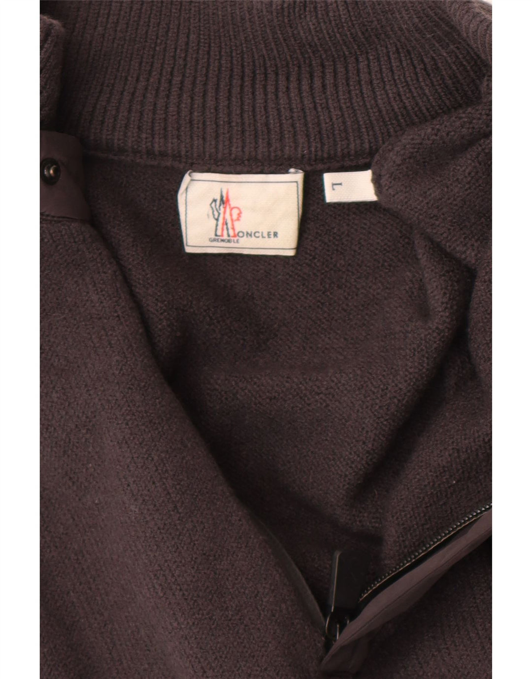 Moncler Herren-Pullover mit Reißverschluss am Hals, große graue Wolle