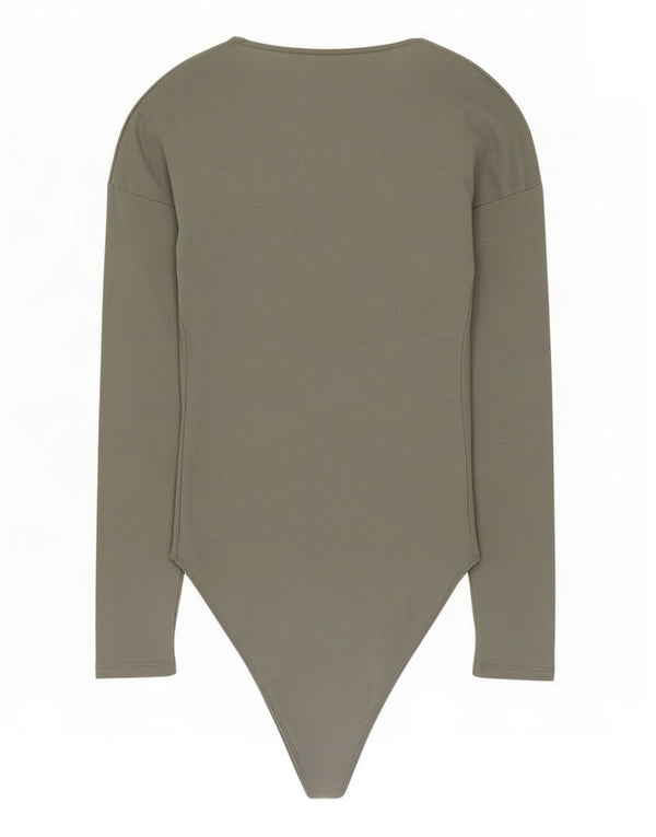 Zara Womens Long Sleeve Bodysuit UK 8 Small Green