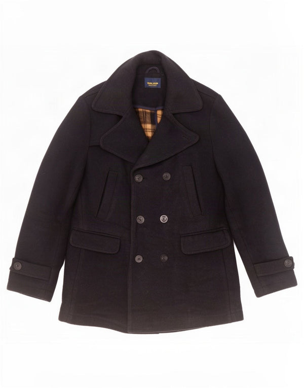 Zara Herren Pea Coat UK 42 XL Marineblau Polyester