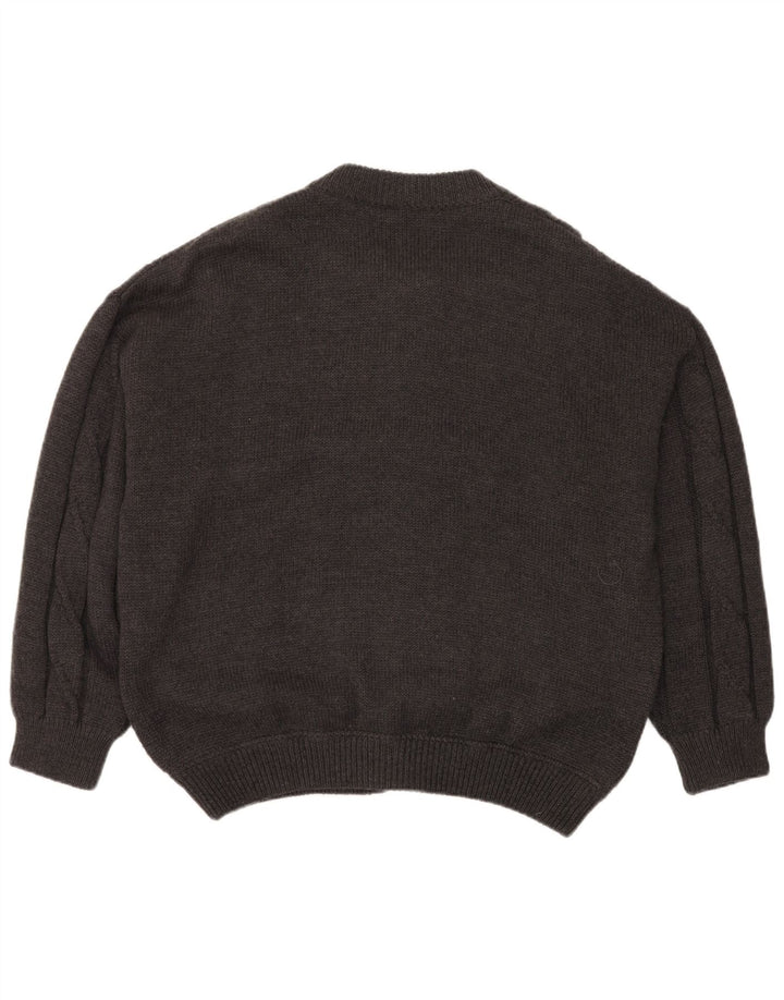 Vintage Herren Cardigan Pullover 2XL Graue Wolle