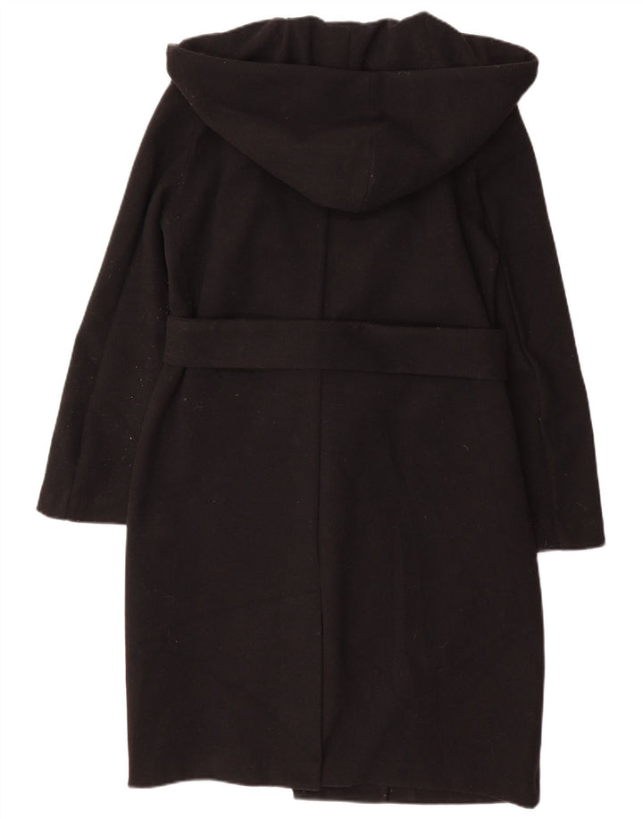 Zara Damen-Übergroßer Mantel mit Kapuze, UK 6, XS, Schwarz, Polyester