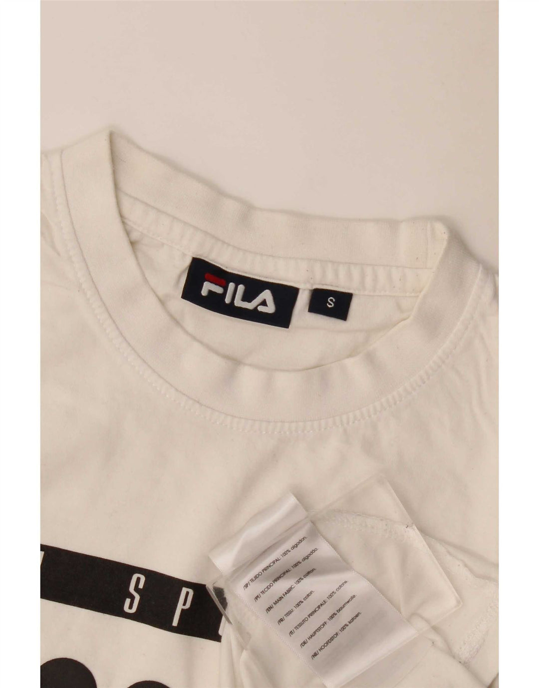 Fila Herren-T-Shirt mit Grafik, Größe S, weiße Baumwolle