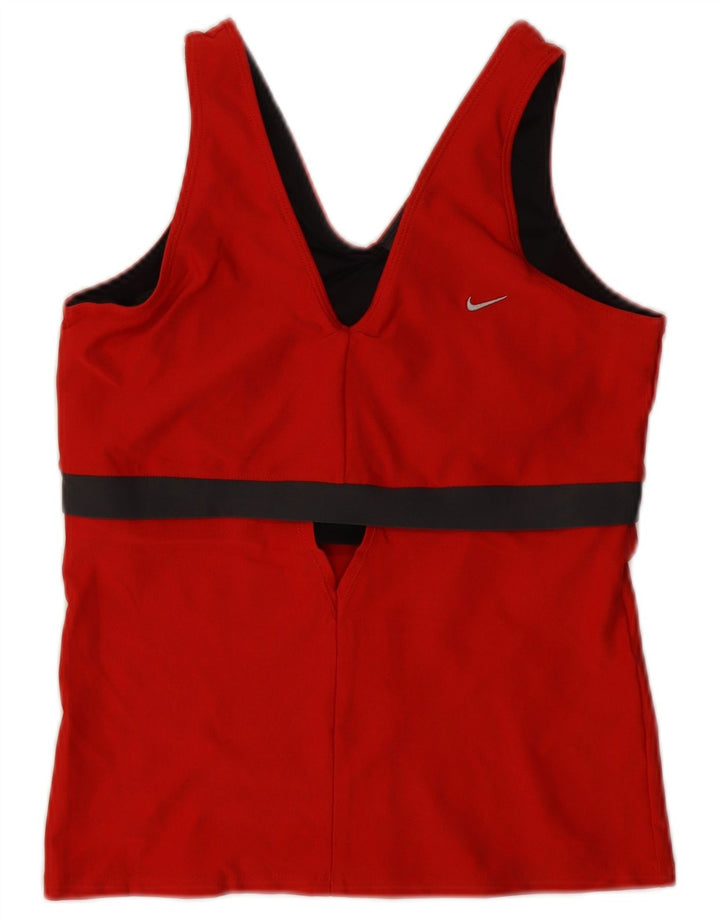 Nike Damen Dri Fit Weste Top UK 14/16 Großes rotes Colourblock-Polyester