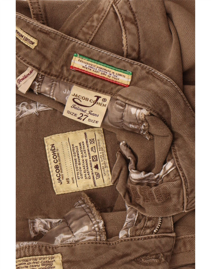 Jacob Cohen Damen maßgeschneiderte Slim-Jeans W27 L28 braune Baumwolle
