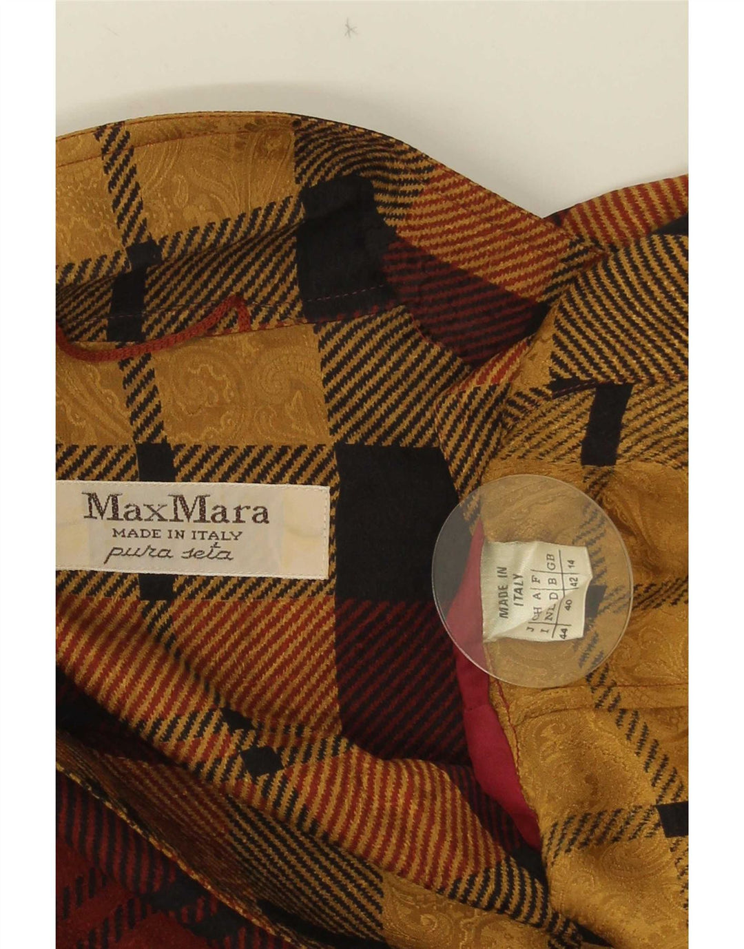 Max Mara Damen-Zweireiher-Blazer, Gr. 44, groß, Burgunderrot, kariert