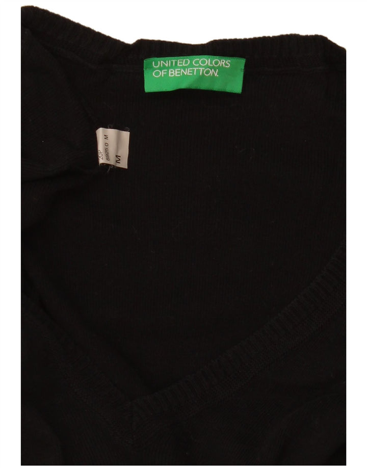 Benetton Damen-Pullover mit V-Ausschnitt, Gr. 12, mittelschwarz