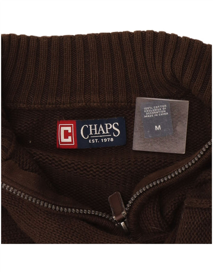 Chaps Herren-Pullover mit Reißverschluss am Hals, mittelbraune Baumwolle