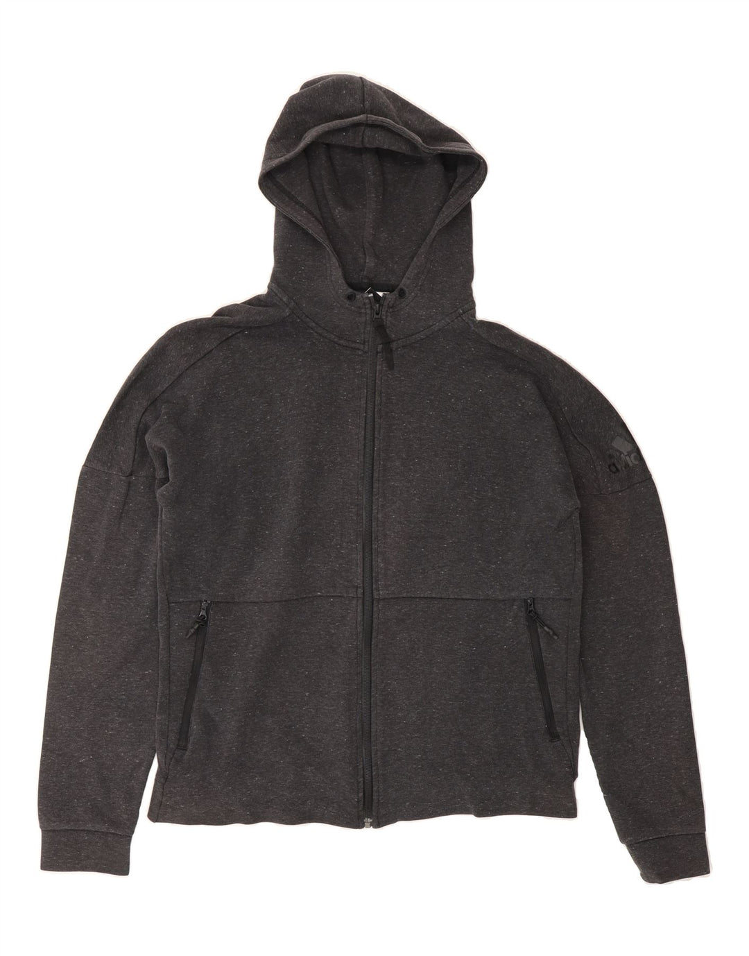 ADIDAS Mens Zip Hoodie Sweater Medium Grey Flecked Vintage Adidas and Second-Hand Adidas from Messina Hembry 