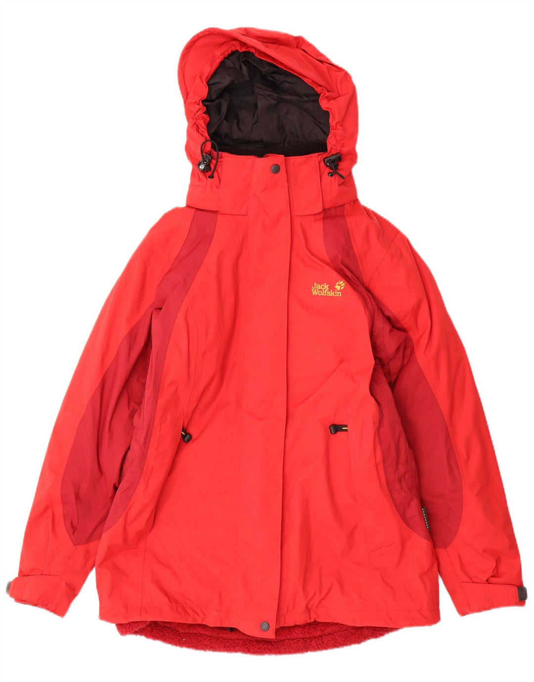 Jack Wolfskin Damen-Windbreakerjacke mit Kapuze, UK 12, Mittelrot, Farbblock