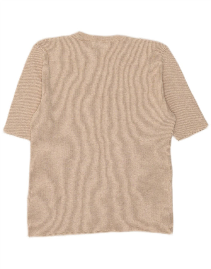 MARKS & SPENCER Damen T-Shirt Top UK 14 Large Beige Viskose