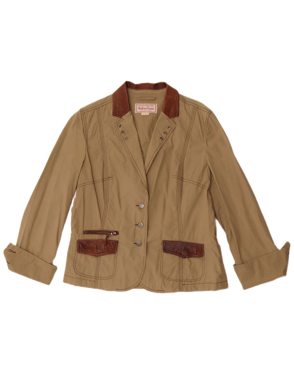 Marlboro Classics Damen-Blazerjacke mit 3 Knöpfen, EU 48, 2XL, Khaki, Farbblock