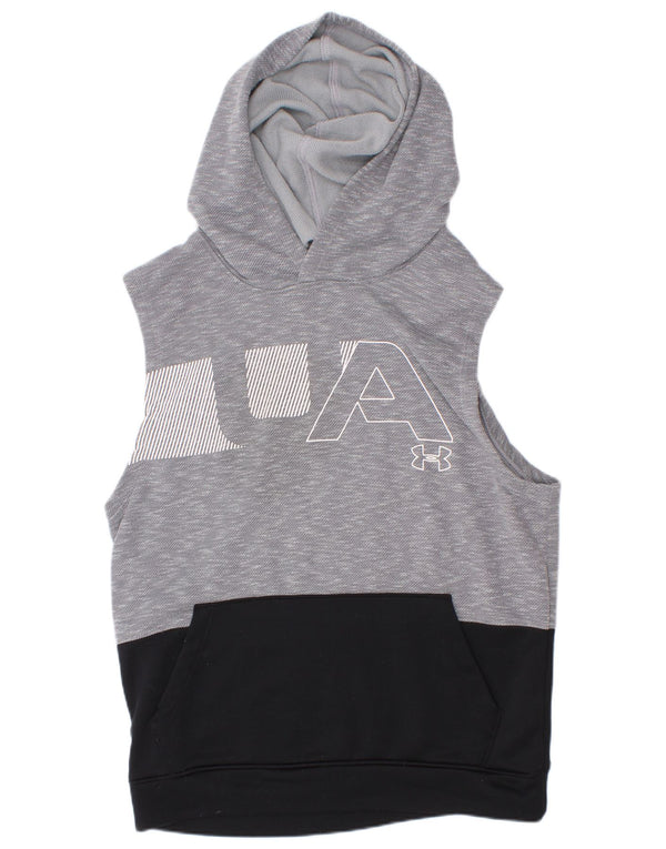 Under Armour Jungen-Kapuzenpullover mit Grafik, 11–12 Jahre, Größe L, Grau, Farbblock