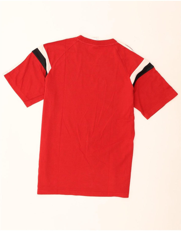 Adidas Herren Grafik-T-Shirt-Oberteil aus mittelroter Colourblock-Baumwolle