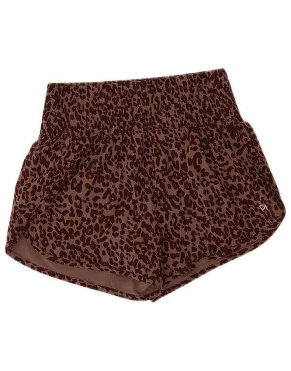 Gap Damen Sportshorts UK 4 XS Braunes Polyester mit Animal-Print